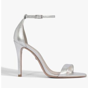 SCHUTZ Metallic Silver Ankle Strap Heels